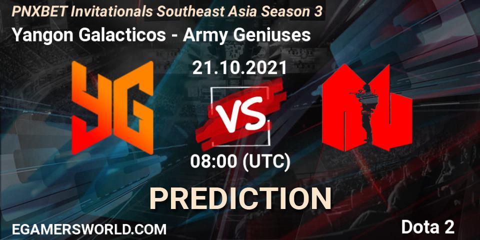 Pronóstico Yangon Galacticos - Army Geniuses. 21.10.2021 at 08:25, Dota 2, PNXBET Invitationals Southeast Asia Season 3