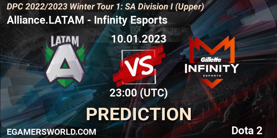 Pronóstico Alliance.LATAM - Infinity Esports. 10.01.23, Dota 2, DPC 2022/2023 Winter Tour 1: SA Division I (Upper) 