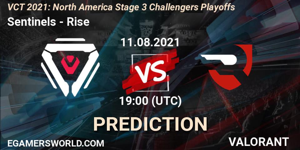 Pronóstico Sentinels - Rise. 11.08.2021 at 19:00, VALORANT, VCT 2021: North America Stage 3 Challengers Playoffs