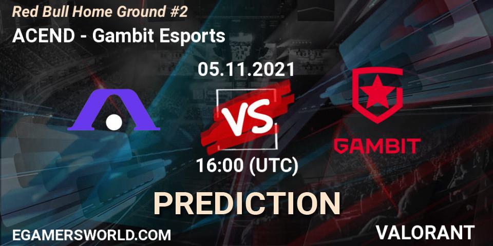 Pronóstico ACEND - Gambit Esports. 05.11.2021 at 18:00, VALORANT, Red Bull Home Ground #2