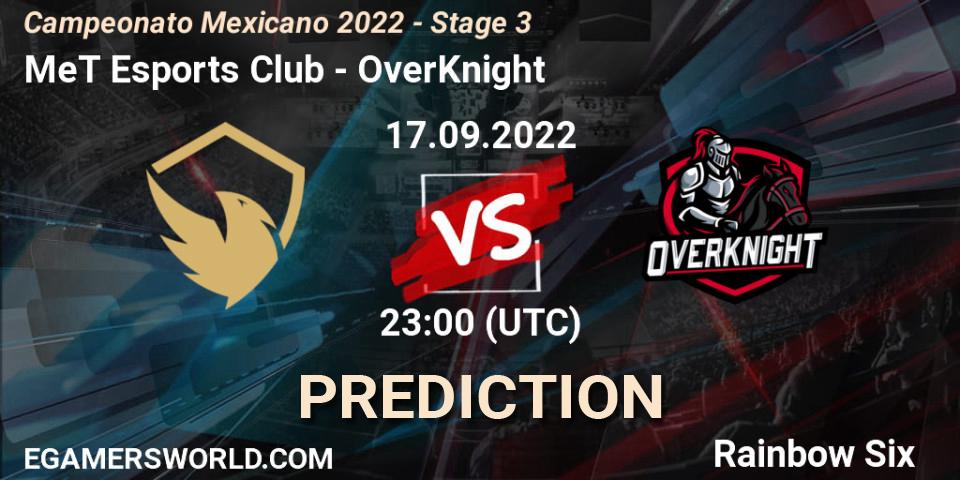Pronóstico MeT Esports Club - OverKnight. 17.09.2022 at 23:00, Rainbow Six, Campeonato Mexicano 2022 - Stage 3