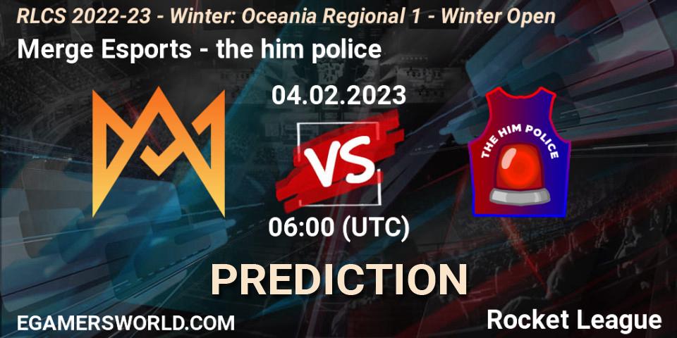 Pronóstico Merge Esports - the him police. 04.02.2023 at 09:00, Rocket League, RLCS 2022-23 - Winter: Oceania Regional 1 - Winter Open