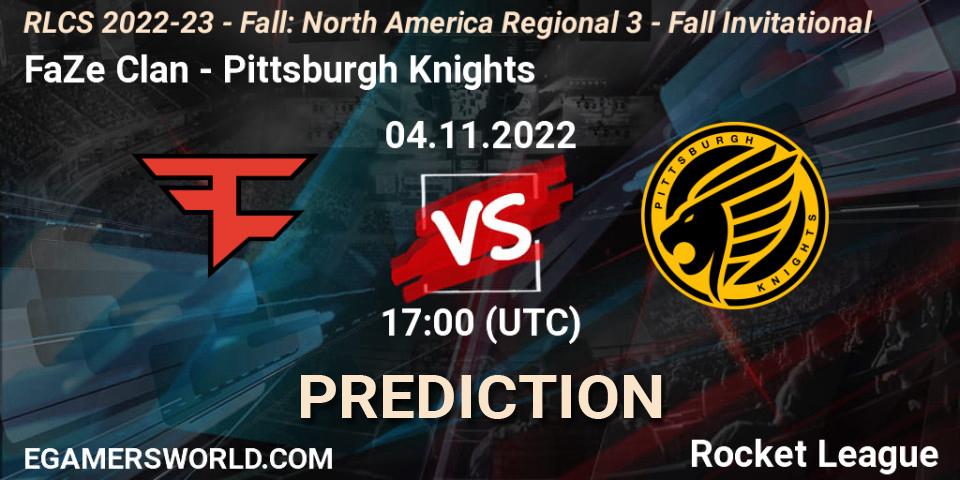 Pronóstico FaZe Clan - Pittsburgh Knights. 04.11.2022 at 17:00, Rocket League, RLCS 2022-23 - Fall: North America Regional 3 - Fall Invitational