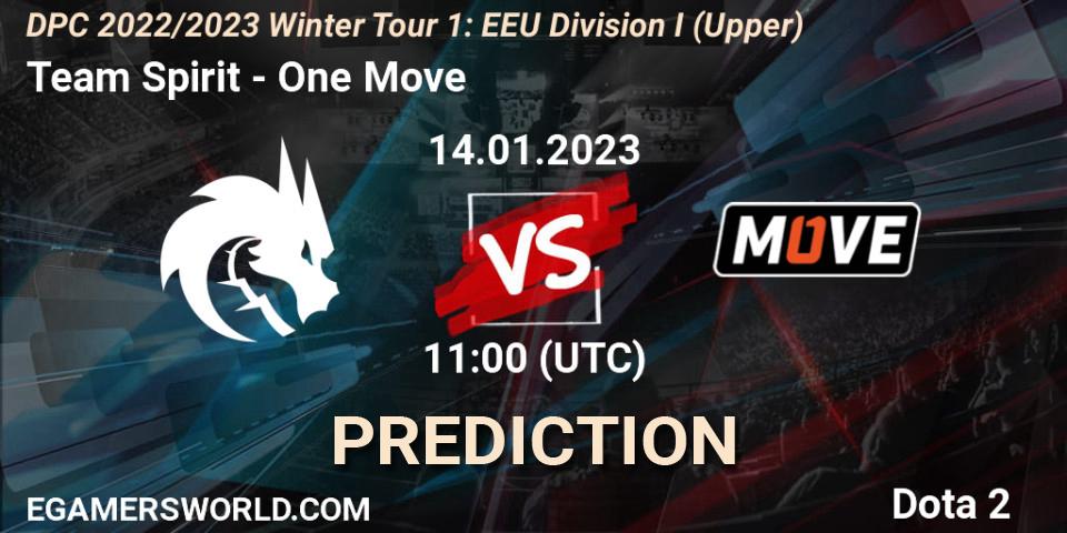 Pronóstico Team Spirit - One Move. 14.01.2023 at 11:00, Dota 2, DPC 2022/2023 Winter Tour 1: EEU Division I (Upper)