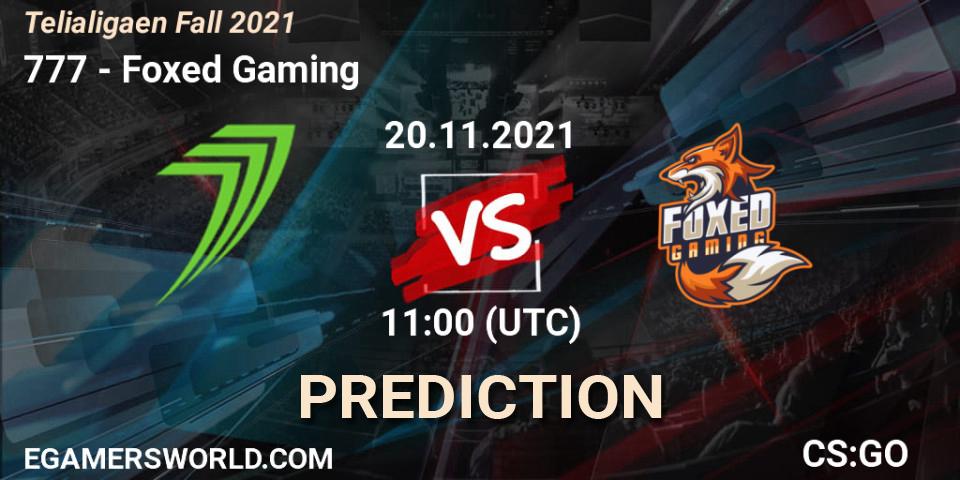 Pronóstico 777 - Foxed Gaming. 20.11.2021 at 11:00, Counter-Strike (CS2), Telialigaen Fall 2021