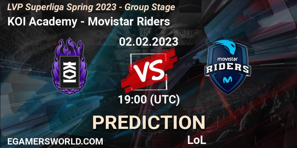 Pronóstico KOI Academy - Movistar Riders. 02.02.2023 at 19:00, LoL, LVP Superliga Spring 2023 - Group Stage