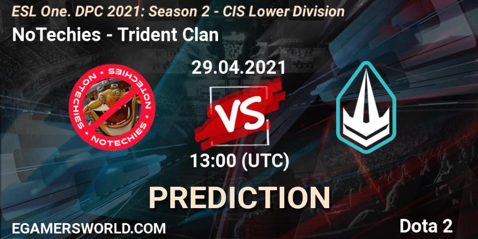 Pronóstico NoTechies - Trident Clan. 29.04.2021 at 13:20, Dota 2, ESL One. DPC 2021: Season 2 - CIS Lower Division