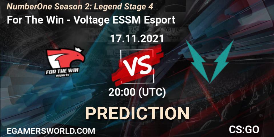 Pronóstico For The Win - Voltage ESSM Esport. 17.11.2021 at 20:00, Counter-Strike (CS2), NumberOne Season 2: Legend Stage 4