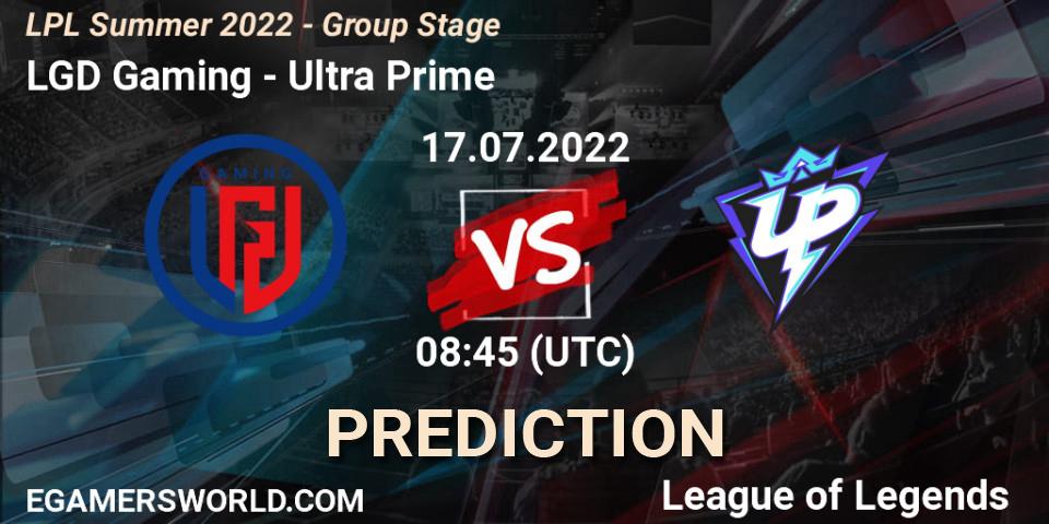 Pronóstico LGD Gaming - Ultra Prime. 17.07.2022 at 09:50, LoL, LPL Summer 2022 - Group Stage