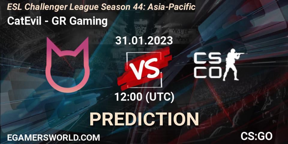 Pronóstico CatEvil - GR Gaming. 31.01.23, CS2 (CS:GO), ESL Challenger League Season 44: Asia-Pacific