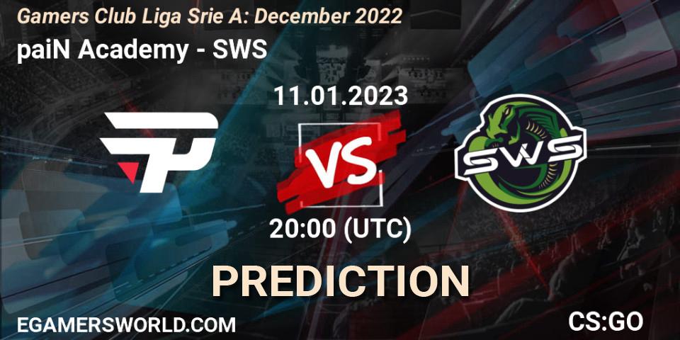 Pronóstico paiN Academy - SWS. 11.01.23, CS2 (CS:GO), Gamers Club Liga Série A: December 2022