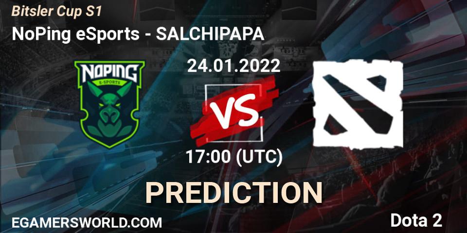 Pronóstico NoPing eSports - SALCHIPAPA. 27.01.2022 at 17:00, Dota 2, Bitsler Cup S1