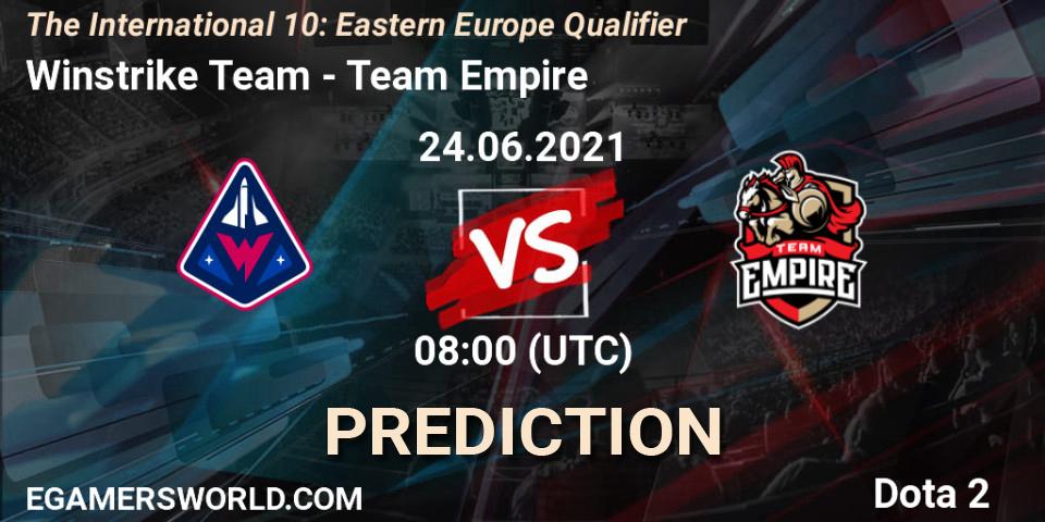 Pronóstico Winstrike Team - Team Empire. 24.06.2021 at 08:03, Dota 2, The International 10: Eastern Europe Qualifier