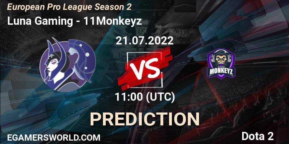 Pronóstico Luna Gaming - 11Monkeyz. 21.07.2022 at 11:13, Dota 2, European Pro League Season 2