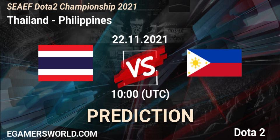 Pronóstico Thailand - Philippines. 22.11.2021 at 10:39, Dota 2, SEAEF Dota2 Championship 2021