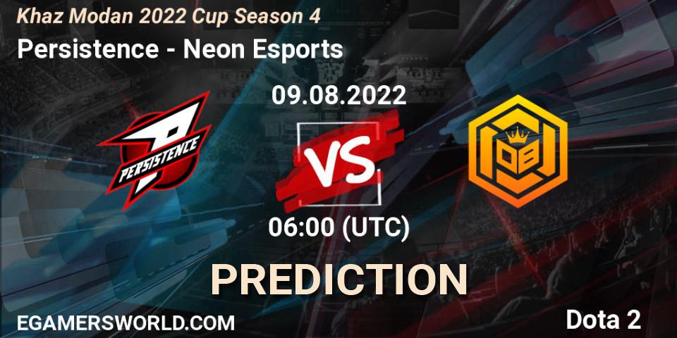 Pronóstico Persistence - Neon Esports. 09.08.2022 at 06:00, Dota 2, Khaz Modan 2022 Cup Season 4