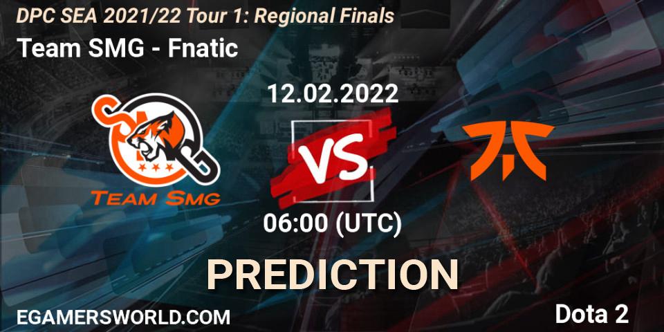 Pronóstico Team SMG - Fnatic. 12.02.2022 at 06:02, Dota 2, DPC SEA 2021/22 Tour 1: Regional Finals