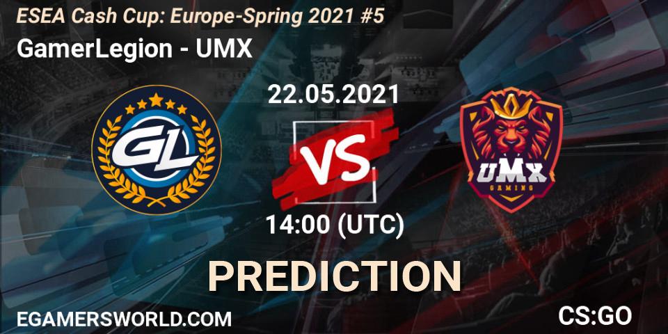Pronóstico GamerLegion - UMX. 22.05.2021 at 14:00, Counter-Strike (CS2), ESEA Cash Cup: Europe - Spring 2021 #5