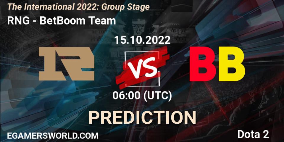 Pronóstico RNG - BetBoom Team. 15.10.22, Dota 2, The International 2022: Group Stage