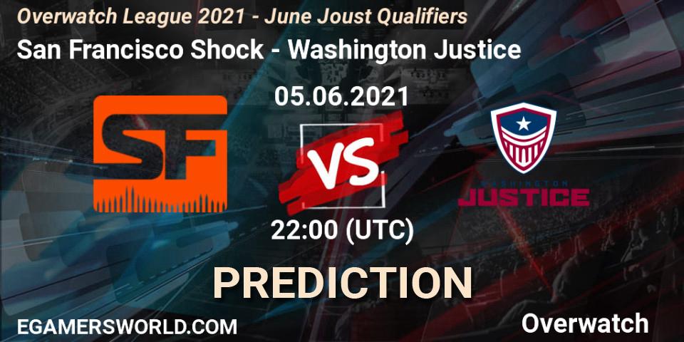 Pronóstico San Francisco Shock - Washington Justice. 05.06.2021 at 22:00, Overwatch, Overwatch League 2021 - June Joust Qualifiers