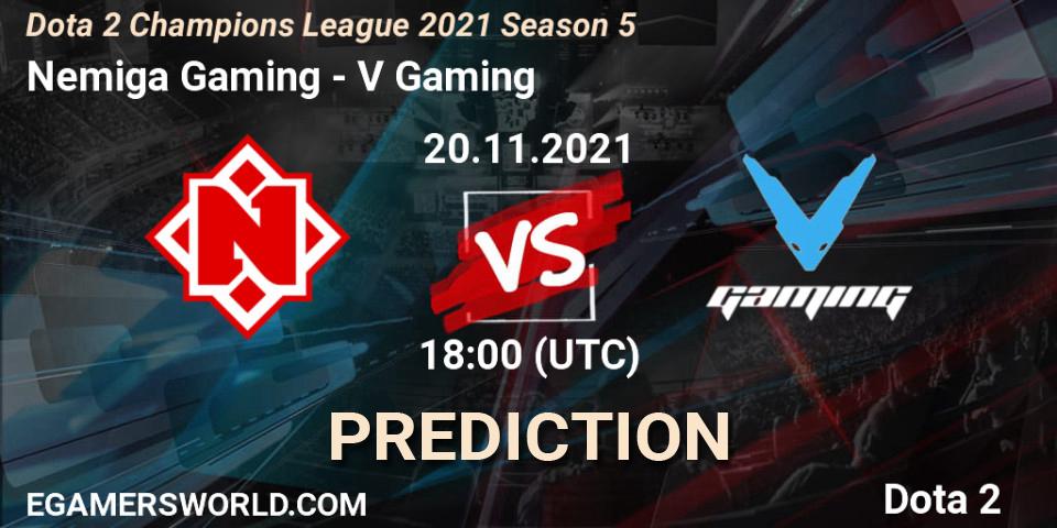 Pronóstico Nemiga Gaming - V Gaming. 20.11.2021 at 18:41, Dota 2, Dota 2 Champions League 2021 Season 5