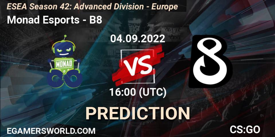 Pronóstico Monad Esports - B8. 05.09.2022 at 15:00, Counter-Strike (CS2), ESEA Season 42: Advanced Division - Europe