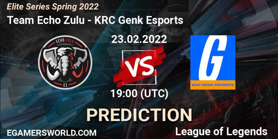 Pronóstico Team Echo Zulu - KRC Genk Esports. 23.02.22, LoL, Elite Series Spring 2022