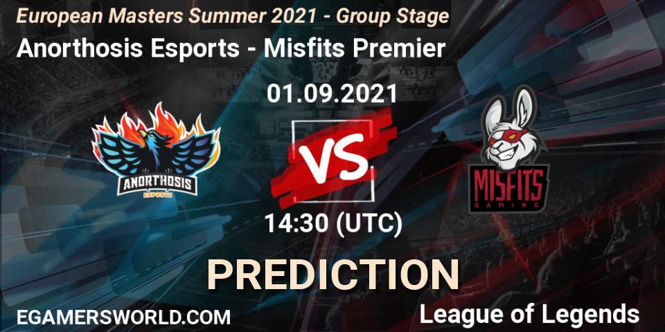 Pronóstico Anorthosis Esports - Misfits Premier. 01.09.21, LoL, European Masters Summer 2021 - Group Stage