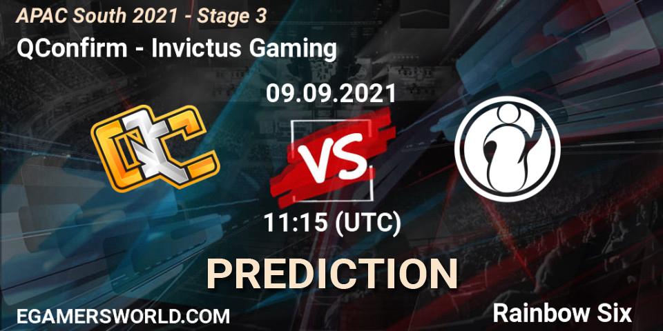 Pronóstico QConfirm - Invictus Gaming. 09.09.2021 at 11:15, Rainbow Six, APAC South 2021 - Stage 3