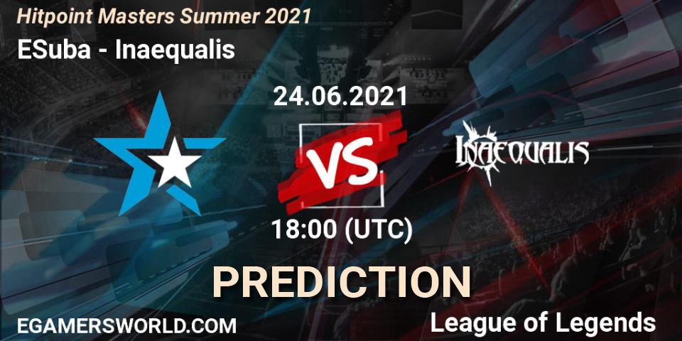 Pronóstico ESuba - Inaequalis. 24.06.2021 at 18:00, LoL, Hitpoint Masters Summer 2021