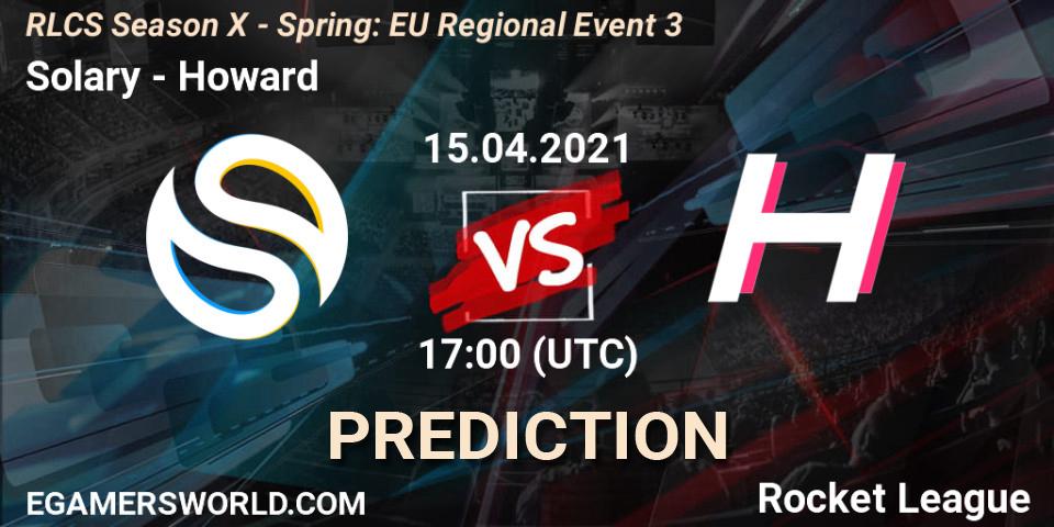 Pronóstico Solary - Howard. 15.04.2021 at 17:00, Rocket League, RLCS Season X - Spring: EU Regional Event 3