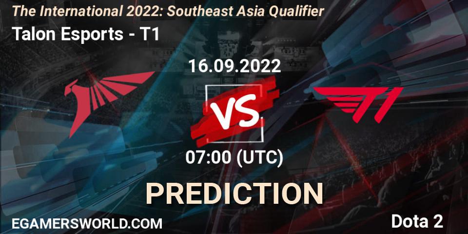 Pronóstico Talon Esports - T1. 16.09.22, Dota 2, The International 2022: Southeast Asia Qualifier