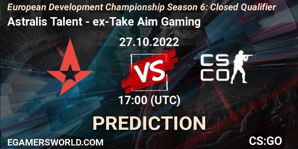 Pronóstico Astralis Talent - ex-Take Aim Gaming. 27.10.22, CS2 (CS:GO), European Development Championship Season 6: Closed Qualifier