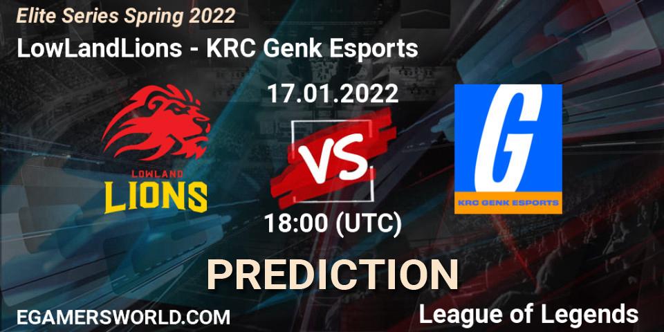 Pronóstico LowLandLions - KRC Genk Esports. 17.01.2022 at 18:00, LoL, Elite Series Spring 2022