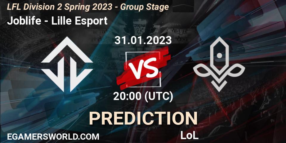 Pronóstico Joblife - Lille Esport. 31.01.23, LoL, LFL Division 2 Spring 2023 - Group Stage