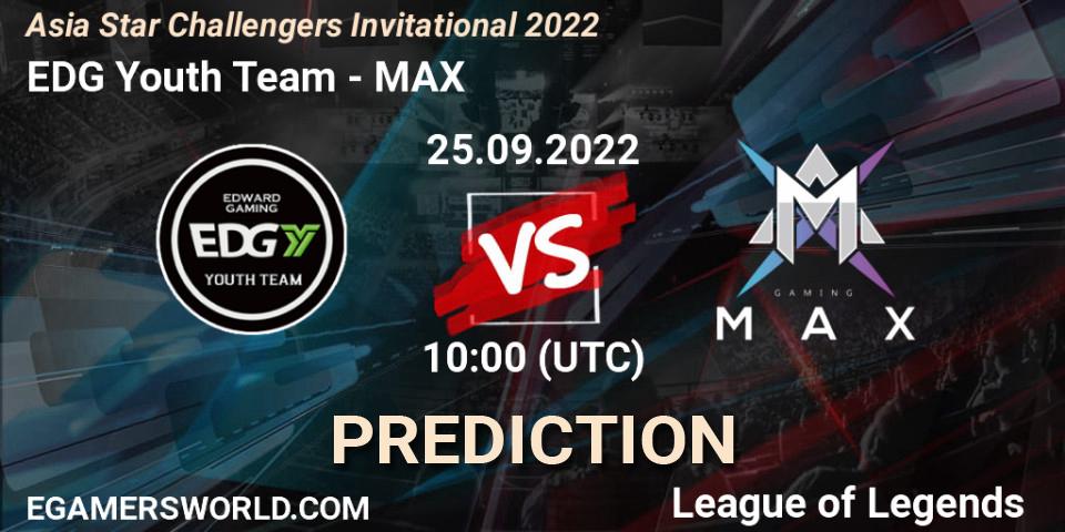 Pronóstico EDward Gaming Youth Team - MAX. 25.09.2022 at 10:00, LoL, Asia Star Challengers Invitational 2022
