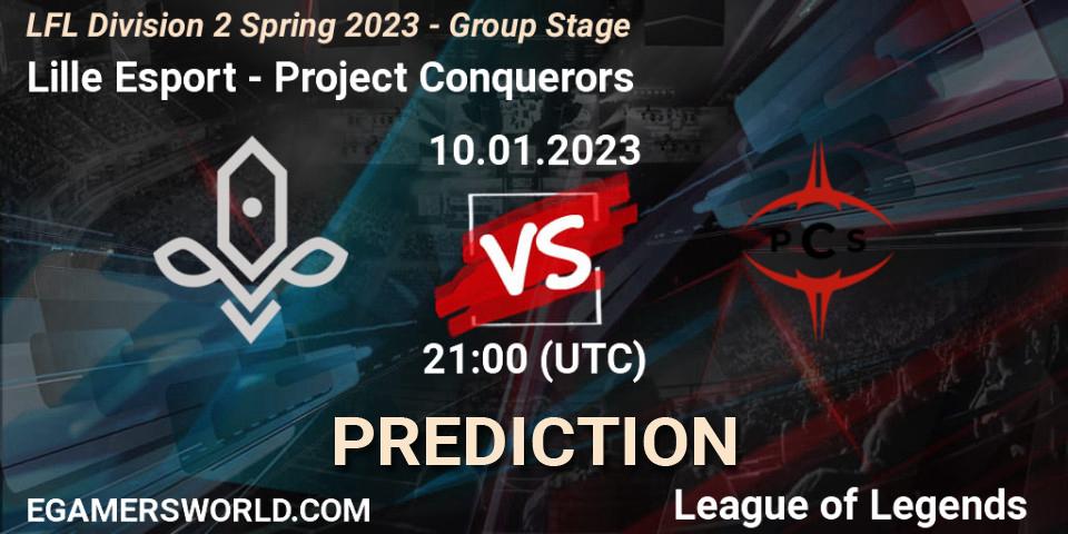 Pronóstico Lille Esport - Project Conquerors. 10.01.2023 at 21:00, LoL, LFL Division 2 Spring 2023 - Group Stage