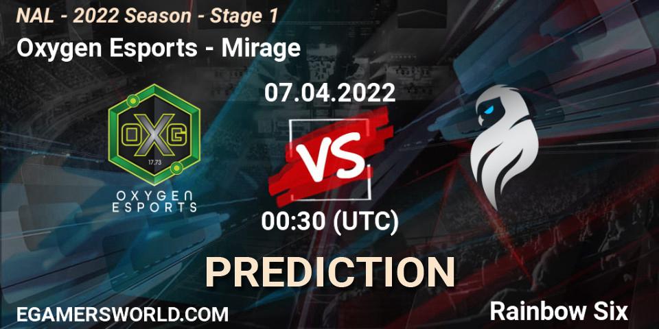 Pronóstico Oxygen Esports - Mirage. 07.04.22, Rainbow Six, NAL - Season 2022 - Stage 1
