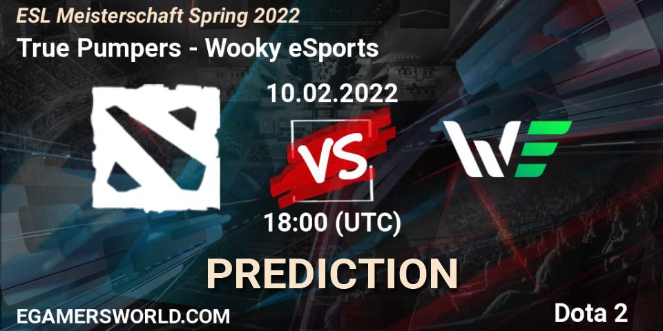 Pronóstico True Pumpers - Wooky eSports. 10.02.2022 at 18:00, Dota 2, ESL Meisterschaft Spring 2022