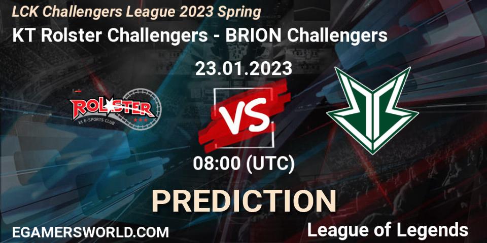 Pronóstico KT Rolster Challengers - Brion Esports Challengers. 23.01.2023 at 08:35, LoL, LCK Challengers League 2023 Spring