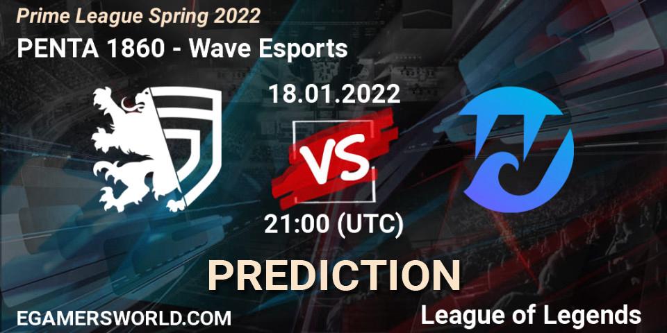 Pronóstico PENTA 1860 - Wave Esports. 18.01.2022 at 21:20, LoL, Prime League Spring 2022