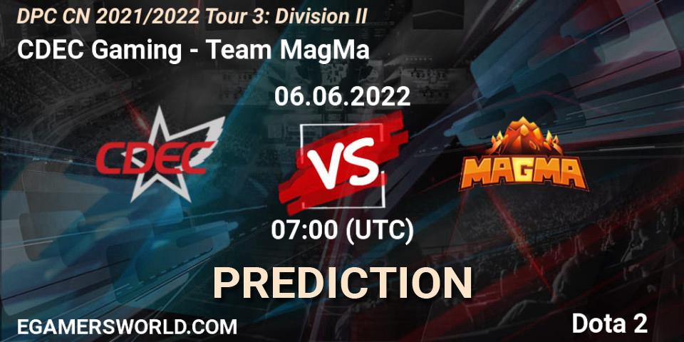 Pronóstico CDEC Gaming - Team MagMa. 06.06.22, Dota 2, DPC CN 2021/2022 Tour 3: Division II