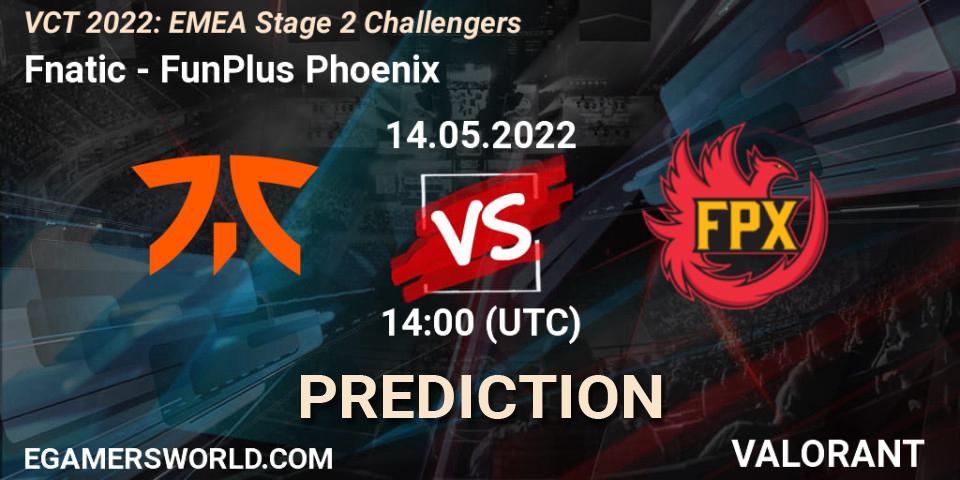 Pronóstico Fnatic - FunPlus Phoenix. 14.05.2022 at 14:05, VALORANT, VCT 2022: EMEA Stage 2 Challengers