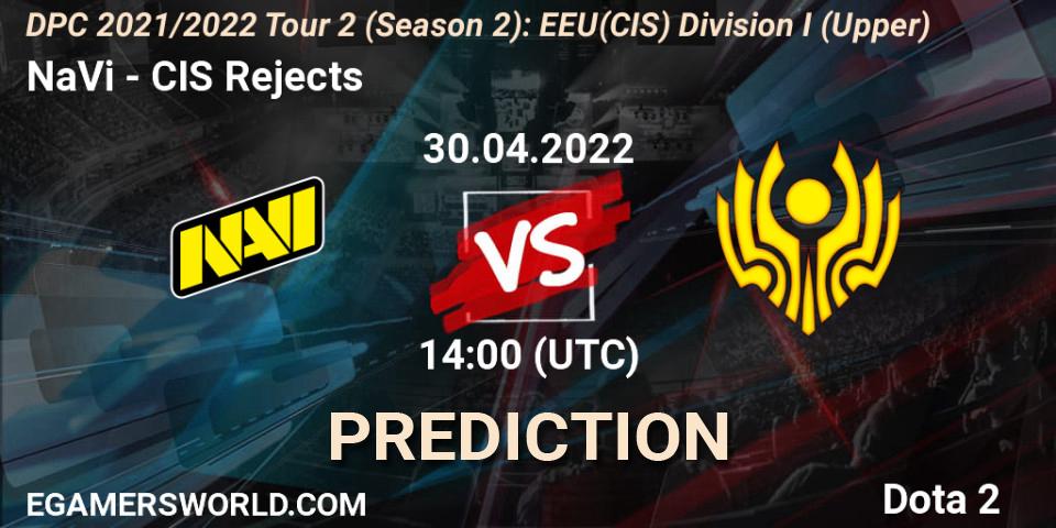 Pronóstico NaVi - CIS Rejects. 30.04.2022 at 14:00, Dota 2, DPC 2021/2022 Tour 2 (Season 2): EEU(CIS) Division I (Upper)