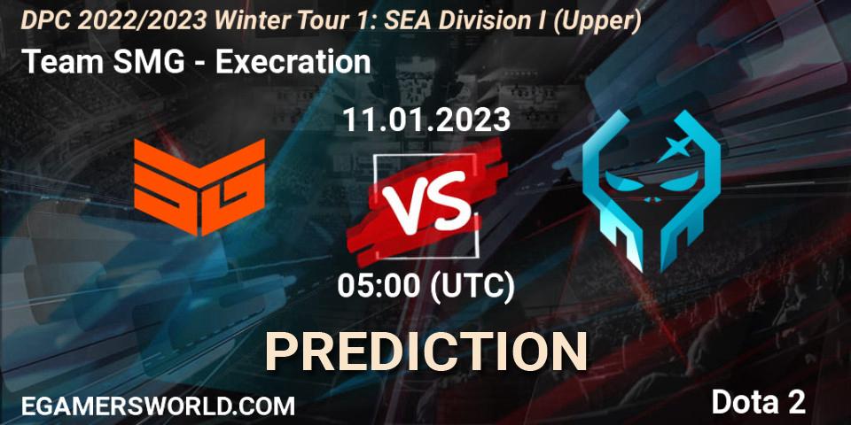 Pronóstico Team SMG - Execration. 11.01.23, Dota 2, DPC 2022/2023 Winter Tour 1: SEA Division I (Upper)