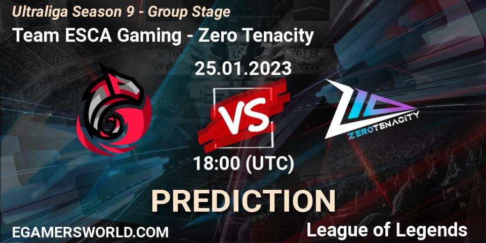 Pronóstico Team ESCA Gaming - Zero Tenacity. 25.01.2023 at 18:00, LoL, Ultraliga Season 9 - Group Stage