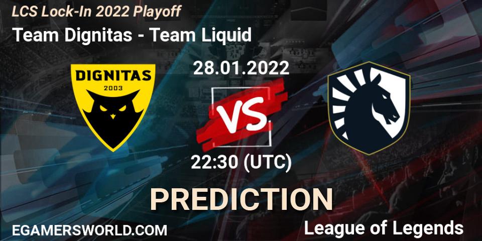 Pronóstico Team Dignitas - Team Liquid. 28.01.2022 at 22:30, LoL, LCS Lock-In 2022 Playoff