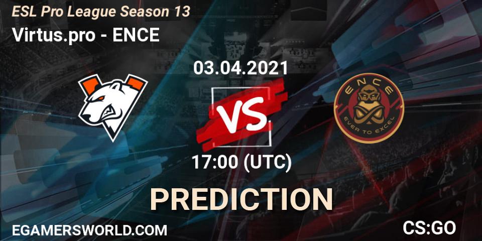 Pronóstico Virtus.pro - ENCE. 03.04.2021 at 13:30, Counter-Strike (CS2), ESL Pro League Season 13