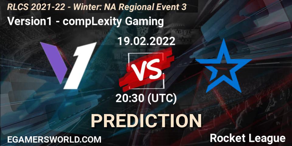 Pronóstico Version1 - compLexity Gaming. 19.02.2022 at 20:30, Rocket League, RLCS 2021-22 - Winter: NA Regional Event 3