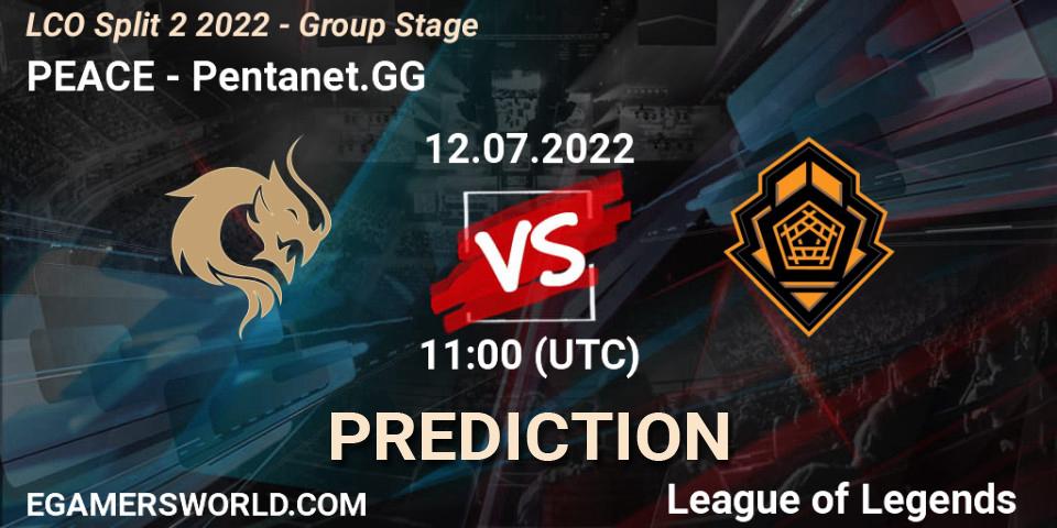 Pronóstico PEACE - Pentanet.GG. 12.07.2022 at 11:00, LoL, LCO Split 2 2022 - Group Stage